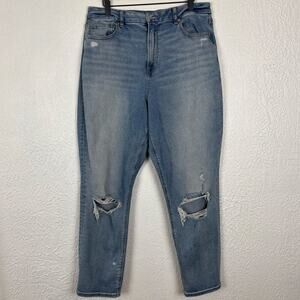 American Eagle Distressed Curvy Mom Jeans Stretch Size 14 Long